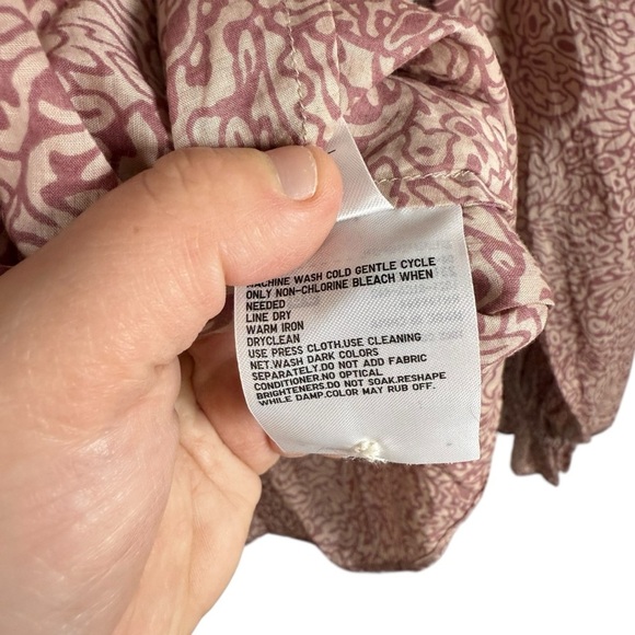 Anna Sui x Uniqlo Peasant Boho Printed Bishop Sleeve Blouse Mauve Size XS - Picture 11 of 11
